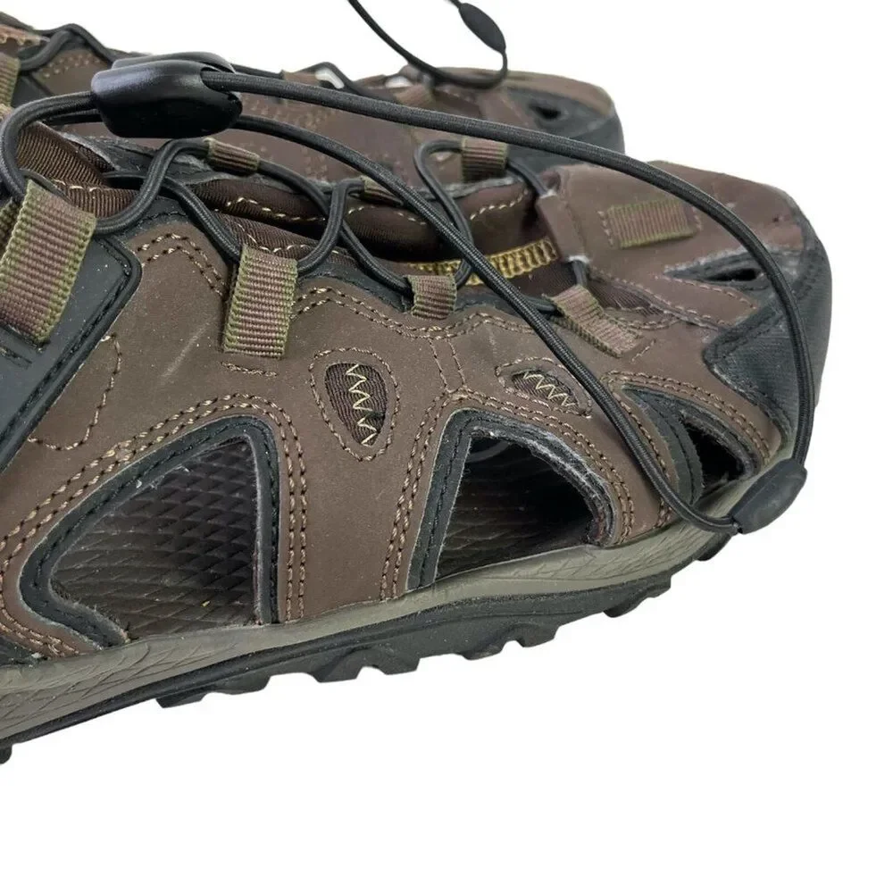 Eddie Bauer Rainer Mens Dark Brown Fisherman Water Sandals Closed Toe Shoes 11